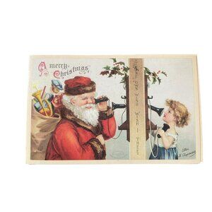 Vintage Victorian Christmas & New Year Postcards Set Girls Boys Santa Angels